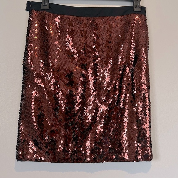 See By Chloe Women's Sequin Metallic Mini Skirt In Bronze Size 8 - Picture 3 of 10